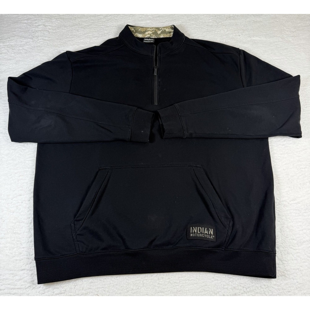 Indian Motorcycle Mens 2XL Quarter Zip Pullover Black Camo Honoring Heroes Biker